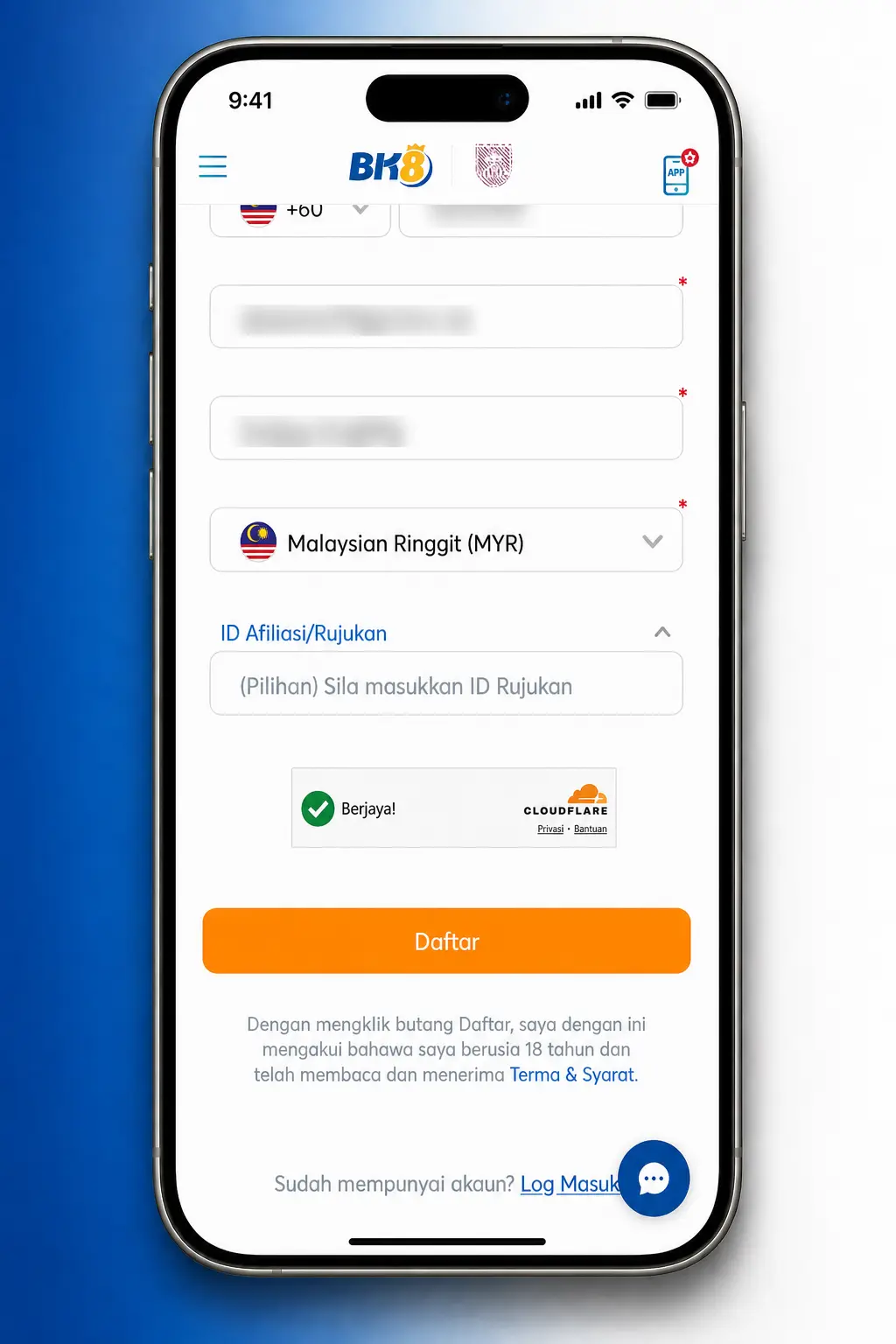 BK8 sign up steps: click Sign Up, choose registration method, enter details, verify OTP, deposit via FPX or Touch 'n Go.