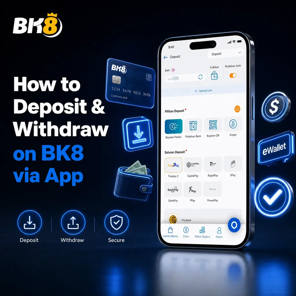Step-by-step guide to depositing and withdrawing funds on BK8 mobile app using Touch'n Go, GrabPay, DuitNow, or crypto